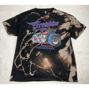 Motorcycle Mens T-Shirt 2XL Black Reverse Tie Dye Freedom Bleached America